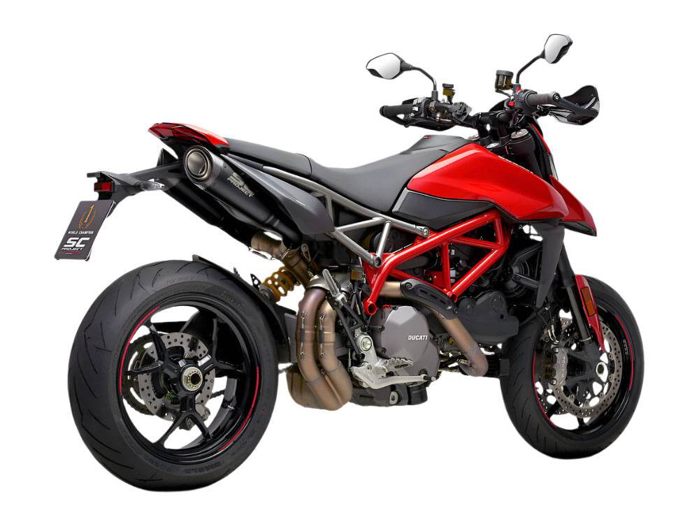 SC Project S1 Matt Black Titanium Silencers Ducati Hypermotard 950 2021-25 - Motorcycle Performance Store