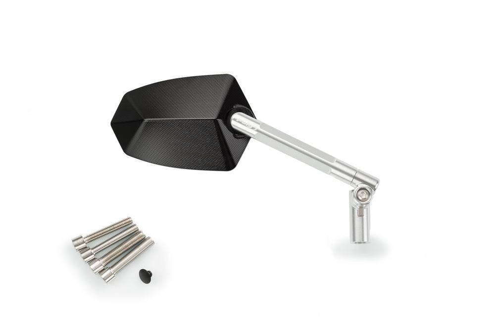 Puig GT.1 Black / Silver Handlebar Mirrors - Motorcycle Performance Store