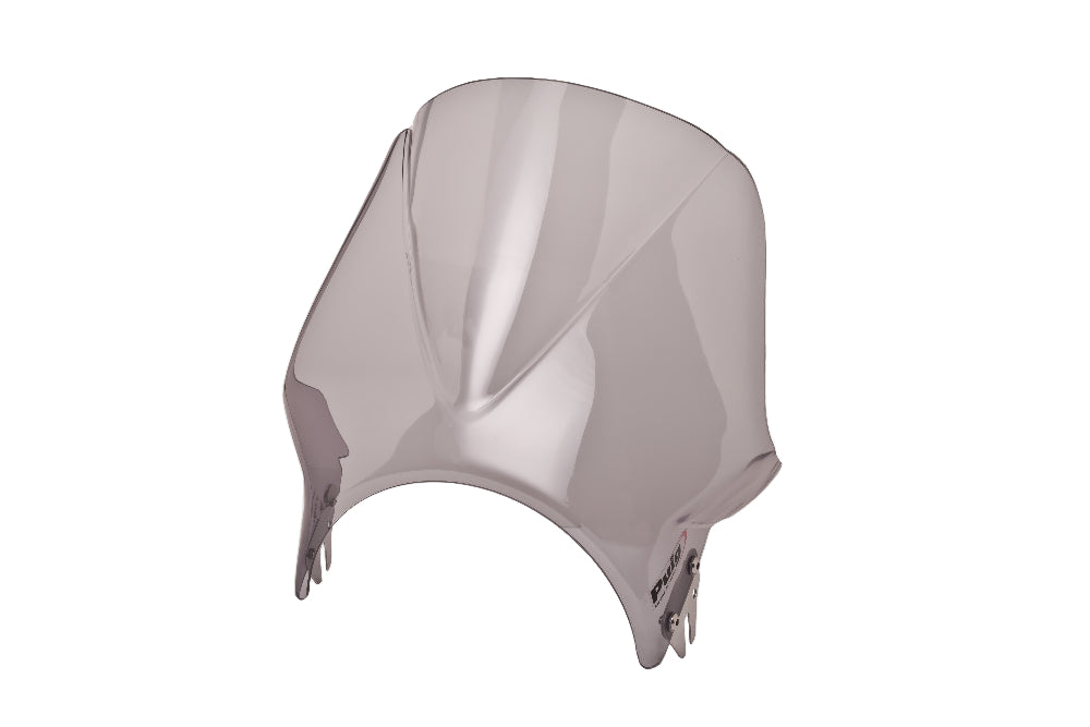 Puig Windy universal screen for round headlight motorcycles in a Light Smoke finish