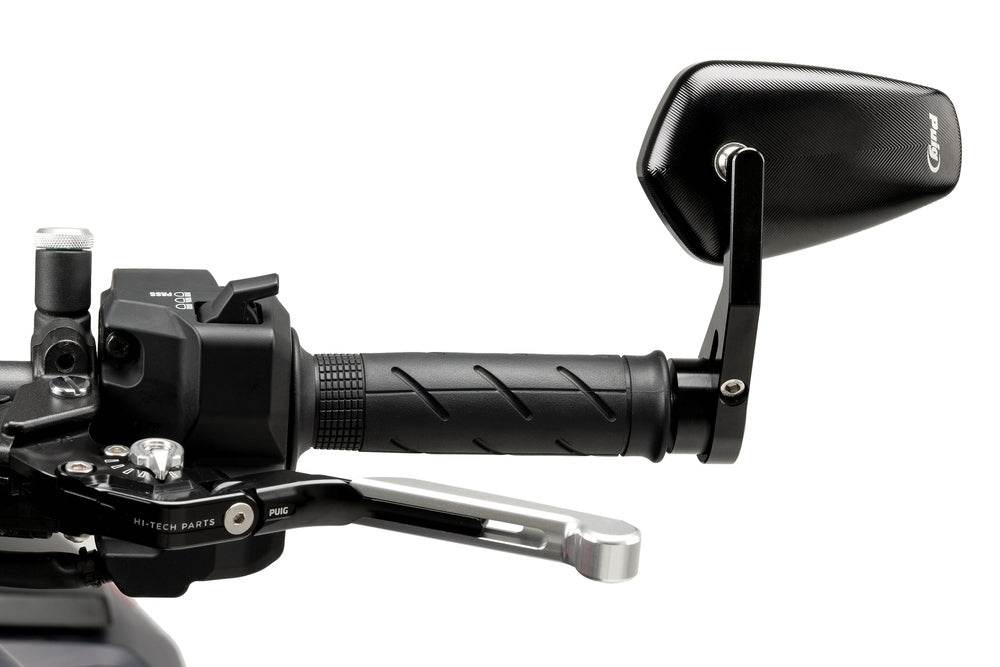 Puig Bond Black / Silver Bar End Mirrors - Motorcycle Performance Store
