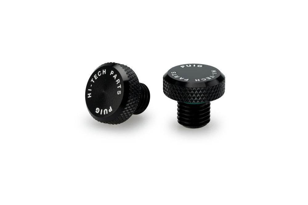 Puig Hi-Tech 5 Black / Silver Bar End Mirrors - Motorcycle Performance Store