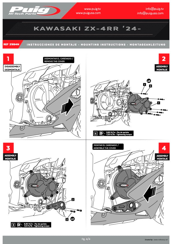 Puig Engine Protection Covers (Track) Kawasaki ZX-4RR 2024-25