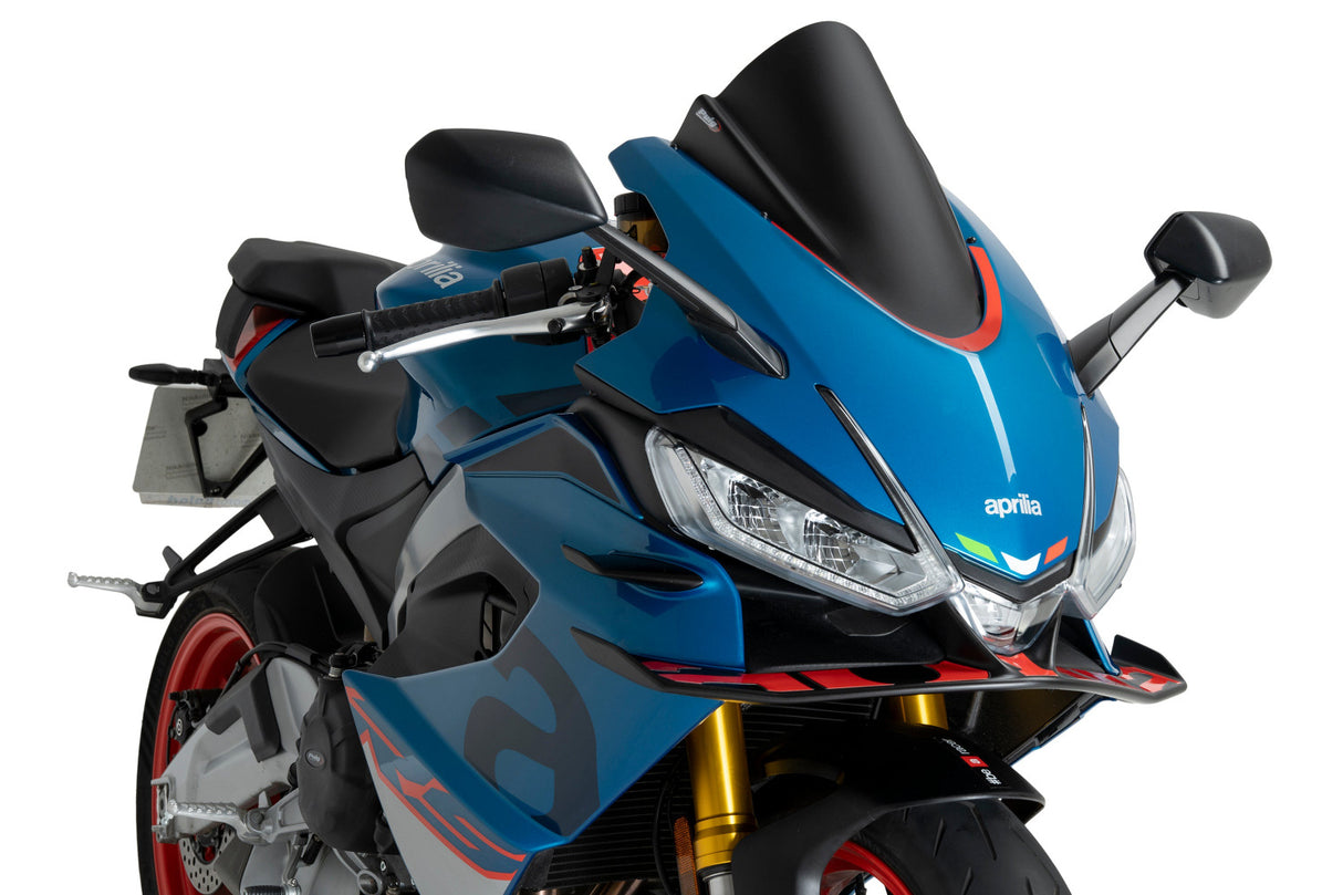 Puig Z-Racing screen fitted to Aprilia RS 660 2025-2026 in a Matt Black finish