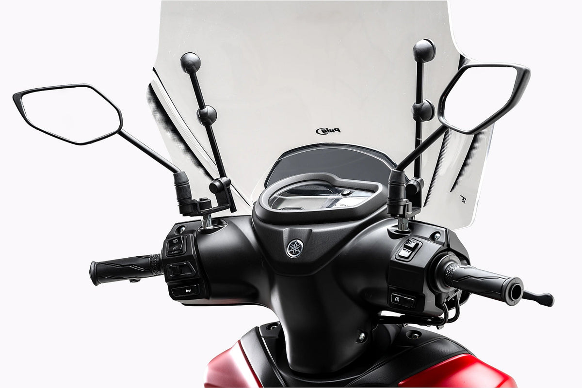 Puig T.X Windscreen Yamaha Razyr 2024-26, clear 4 mm PMMA acrylic touring scooter windscreen, Height 490 mm x Width 555 mm, with fitting kit_1