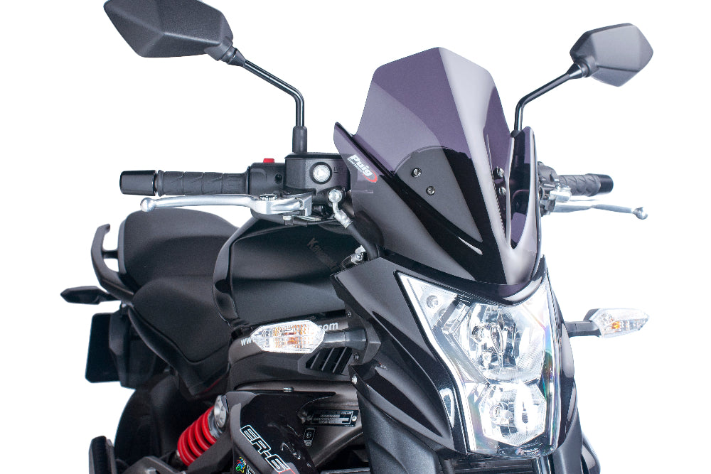 Puig New Generation sport screen for Kawasaki ER-6N 2012–2016 in a dark smoke finish