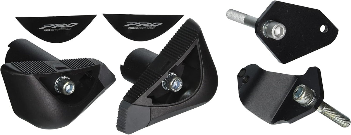 Puig Pro Frame Sliders Honda NC700X and NC700S 2012-13, black motorcycle crash protectors with grey tips, high-resistance bodywork protection, not suitable for DCT models_1