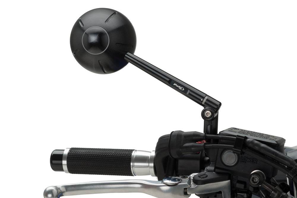 Puig Retro Black / Silver Handlebar Mirrors - Motorcycle Performance Store