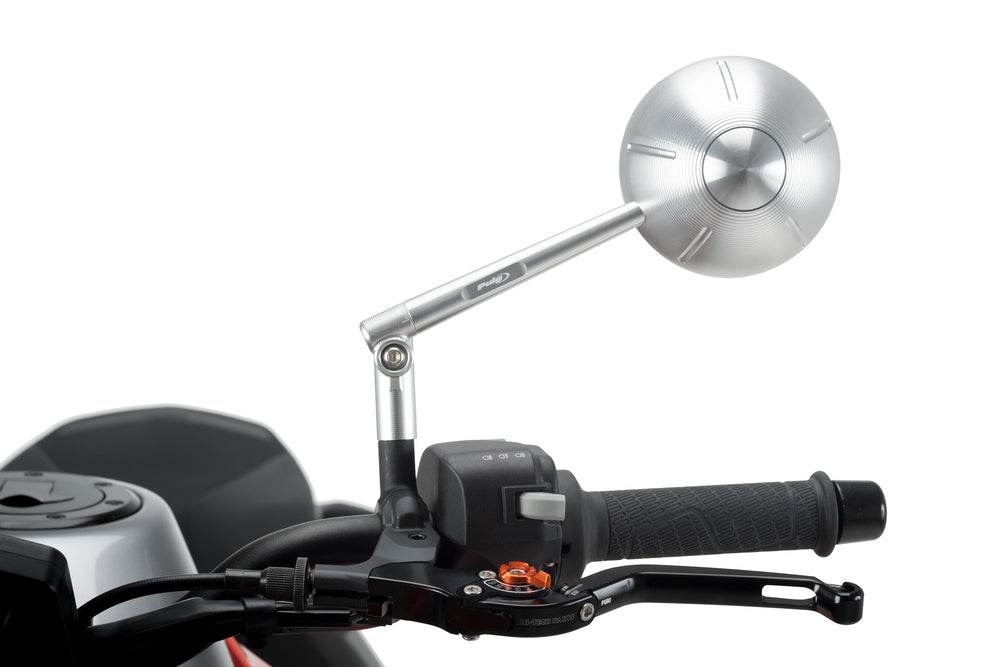 Puig Retro Black / Silver Handlebar Mirrors - Motorcycle Performance Store