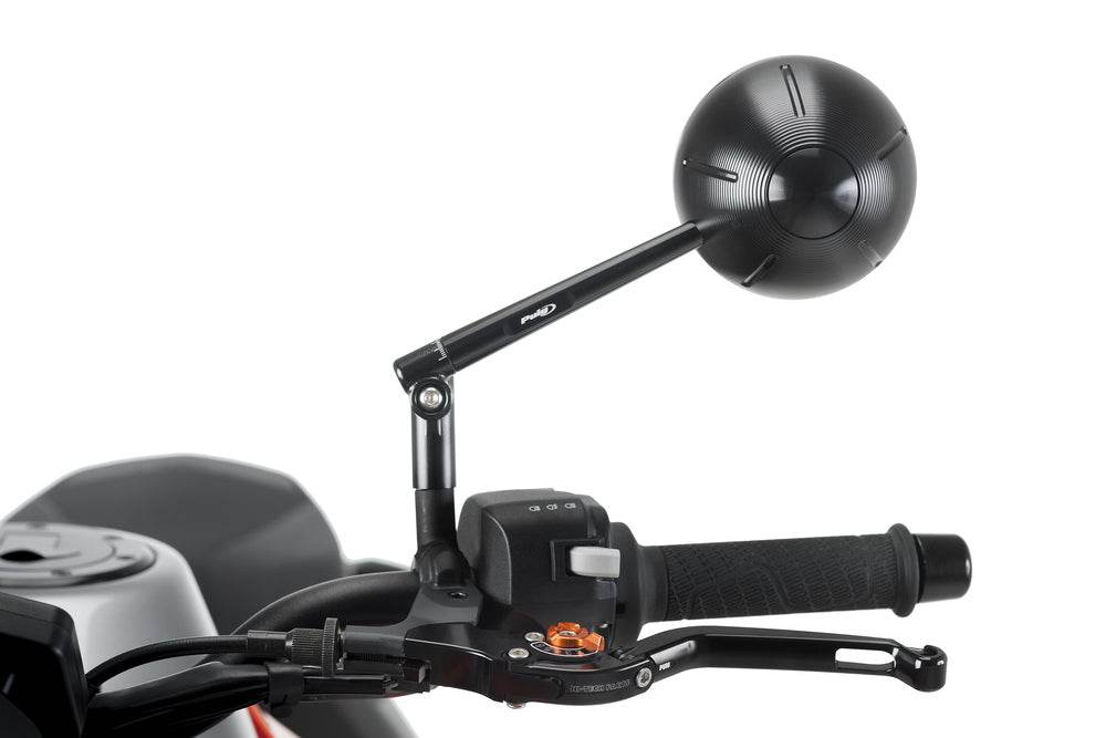 Puig Retro Black / Silver Handlebar Mirrors - Motorcycle Performance Store