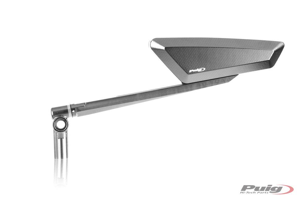 Puig Hypernaked Black / Silver Handlebar Mirrors - Motorcycle Performance Store