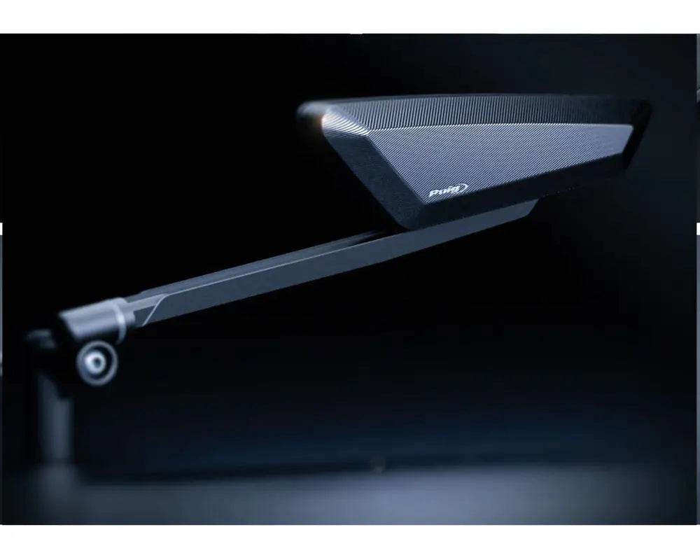 Puig Hypernaked Black / Silver Handlebar Mirrors - Motorcycle Performance Store
