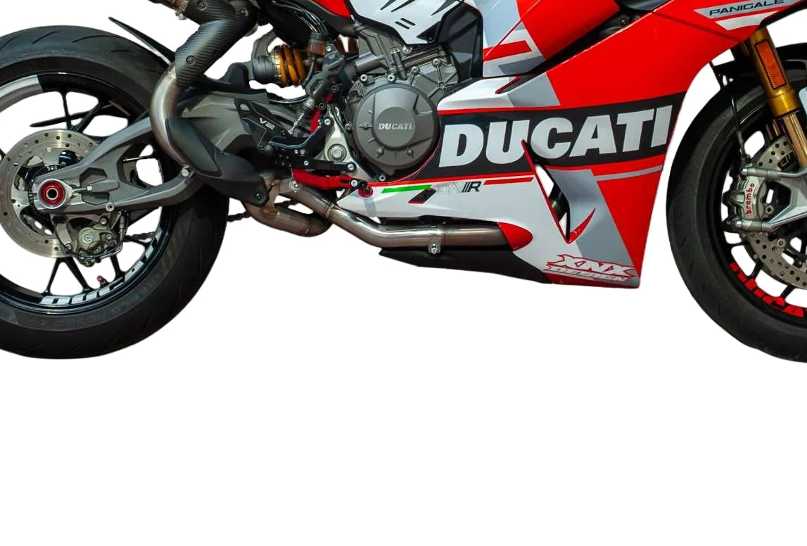 QD stainless steel decat pipe fitted to Ducati Panigale V2 2025 exhaust system_2