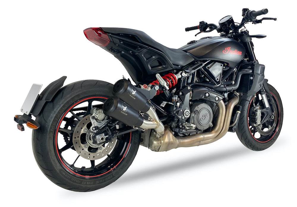 Ixrace M2 Black Twin Silencers Indian FTR 1200 / S 2022-23 - Motorcycle Performance Store