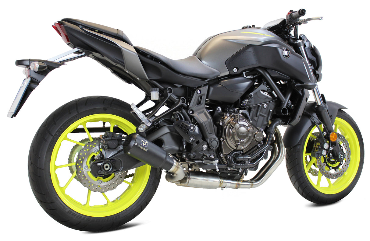 Ixrace MK2 Black full exhaust system installed on Yamaha MT-07 with GP-style outlet 2013-2020_1