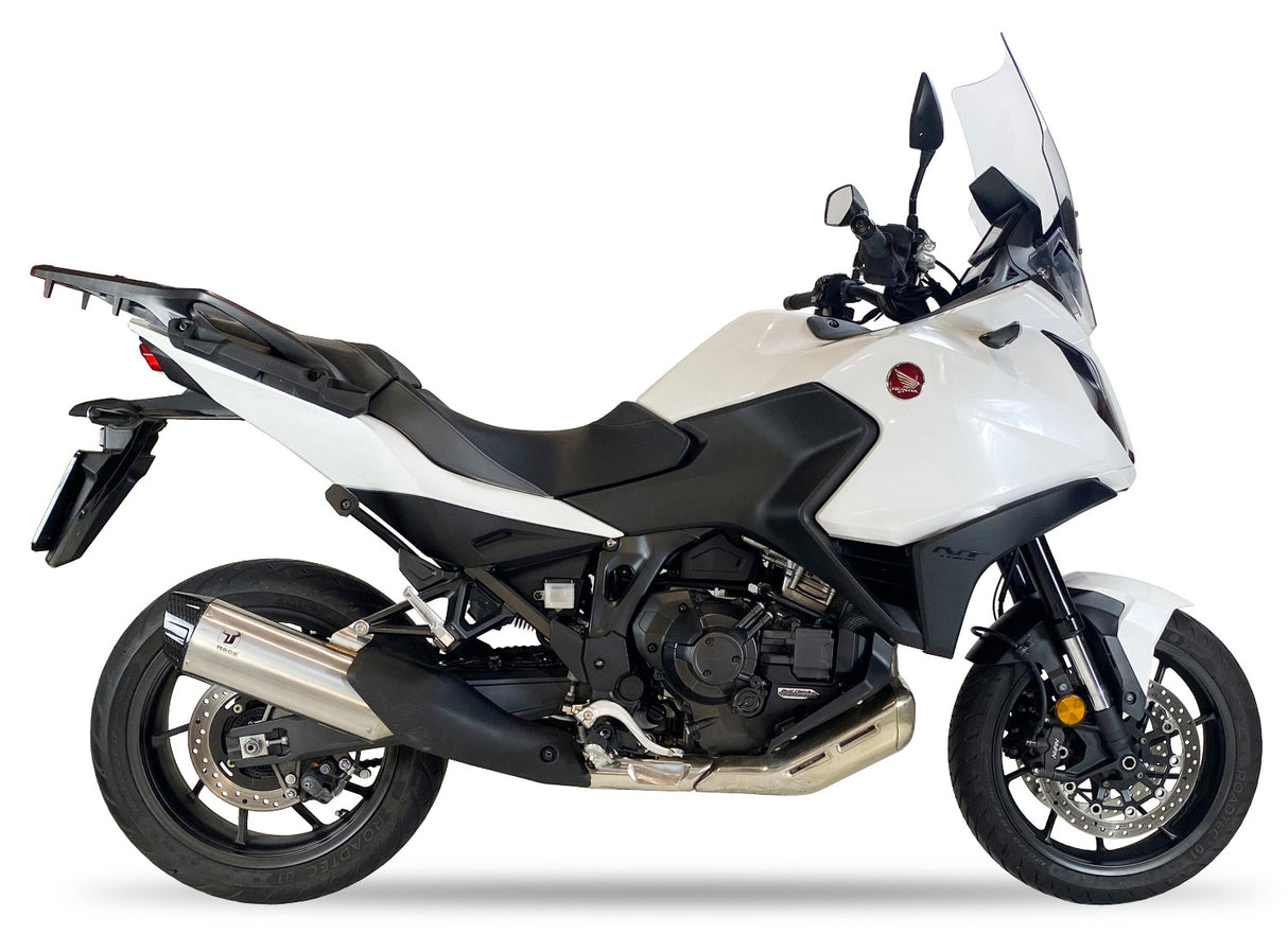 Ixrace Desert stainless steel silencer Honda NT1100 2022-2026 Euro 5 exhaust with carbon outlet compatible with OE panniers