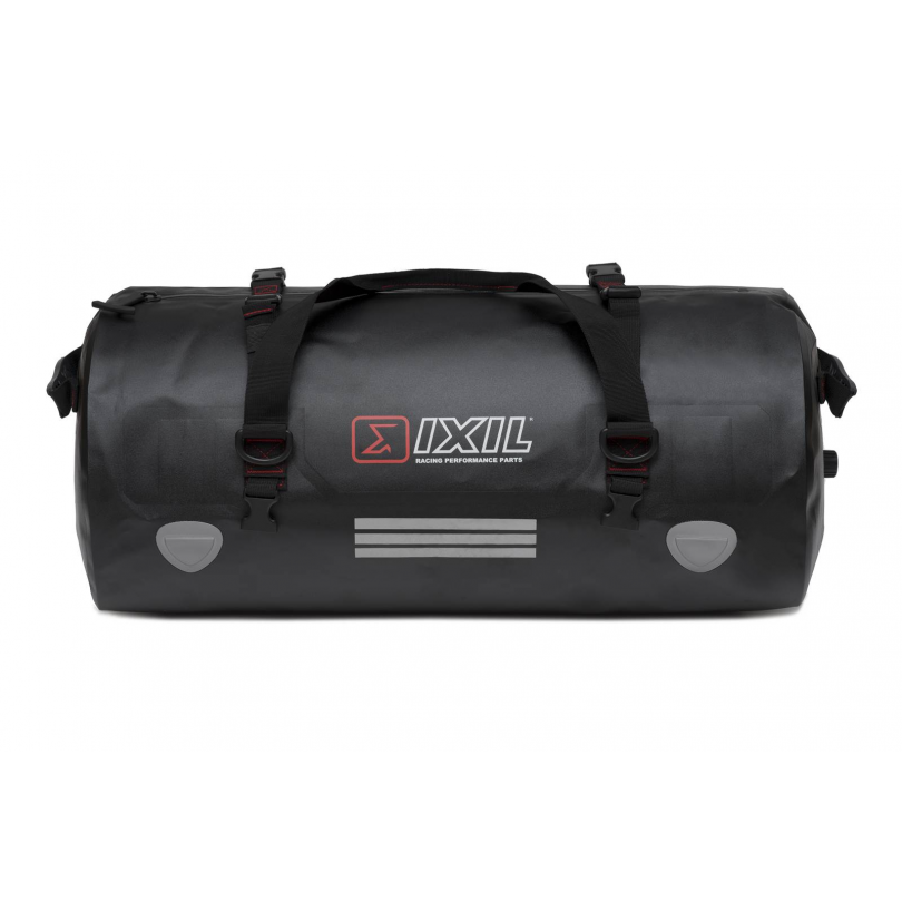 IXIL 50 litre waterproof motorcycle luggage bag black TPU dry bag with mounting straps and reflective strips for touring_1