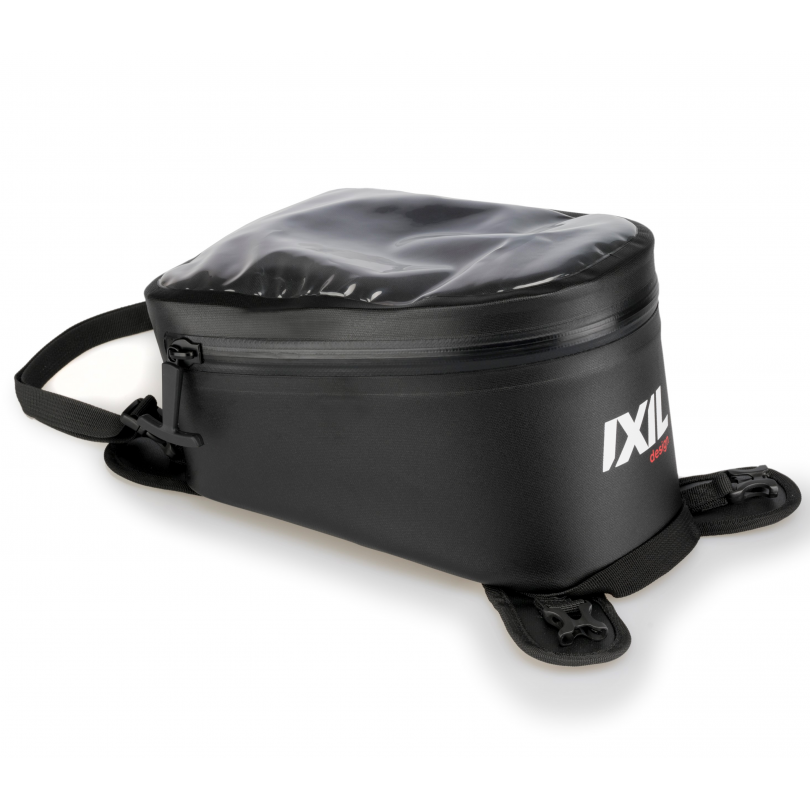 IXIL 5 litre waterproof motorcycle tank bag black TPU with transparent phone pocket and magnetic mounting system
