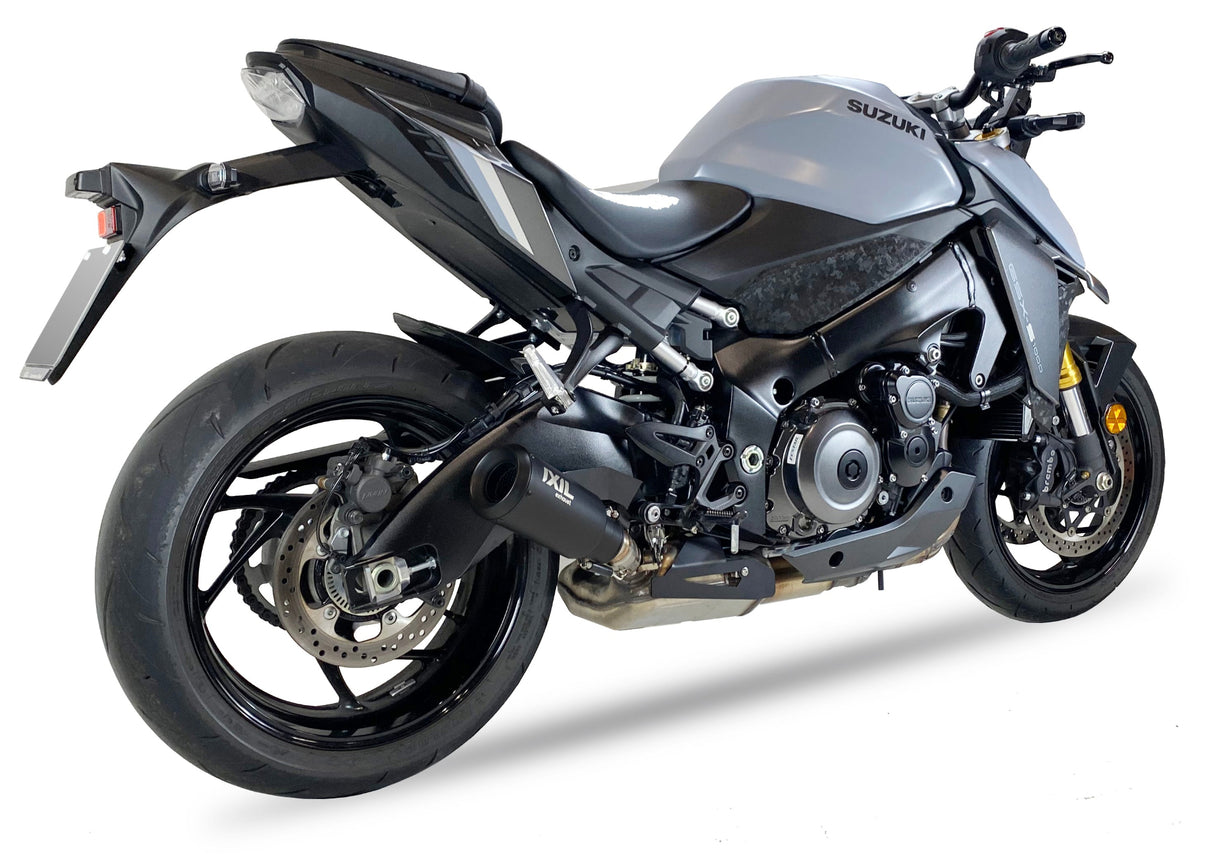 IXIL Race Xtrem Black silencer fitted to Suzuki GSX-S1000 with black conical end cap_1
