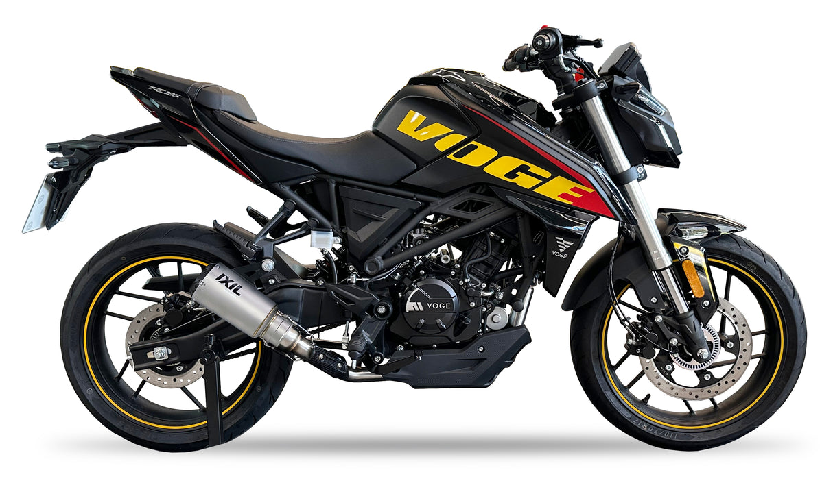 Ixil Race Xtrem conical stainless steel full exhaust system for Voge 125 R with carbon fibre end cap and satin finish