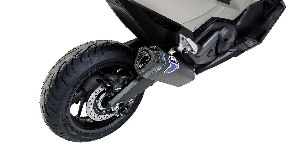 Termignoni Titanium Black Slip on Exhaust installed on a Honda Forza 750 Scooter