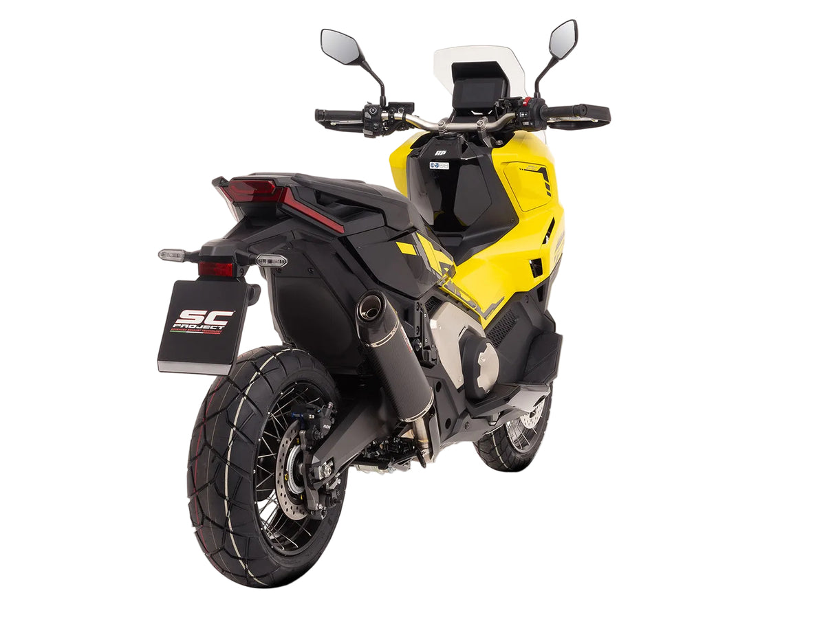 SC-Project oval carbon fibre slip-on silencer fitted to Honda X-ADV 750 2025-2026 with carbon heat shield_3