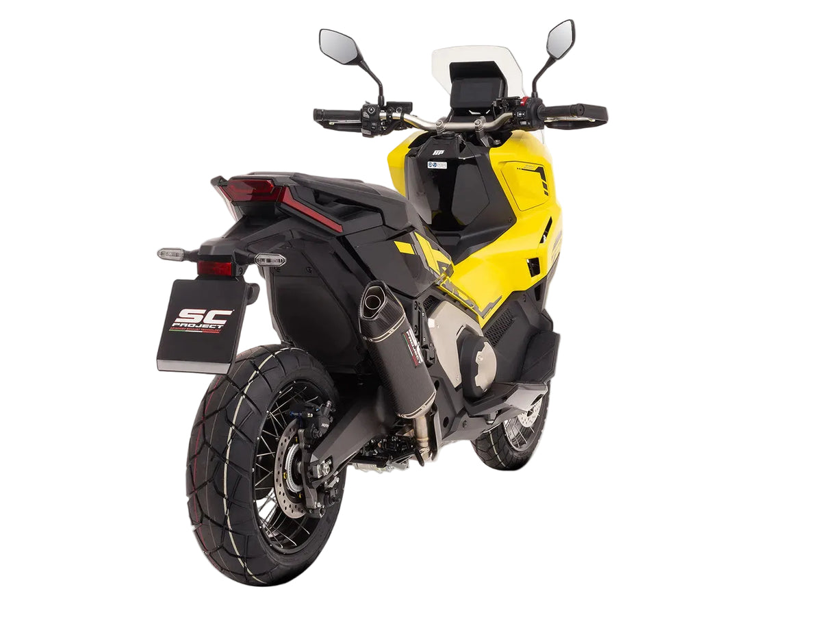 SC-Project SC1-X carbon fibre slip-on silencer fitted to Honda X-ADV 750 2025-2026 with carbon heat shield_3