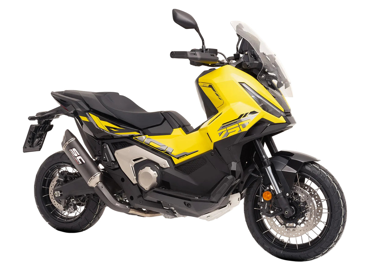 SC-Project SC1-X carbon fibre slip-on silencer fitted to Honda X-ADV 750 2025-2026 with carbon heat shield_6