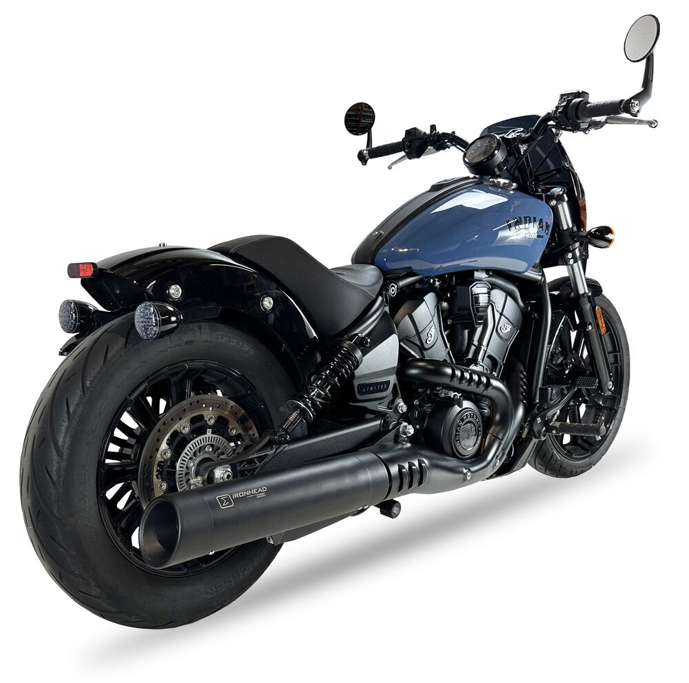 Ironhead Round Black Silencer Indian Scout 2024-25 - Motorcycle Performance Store