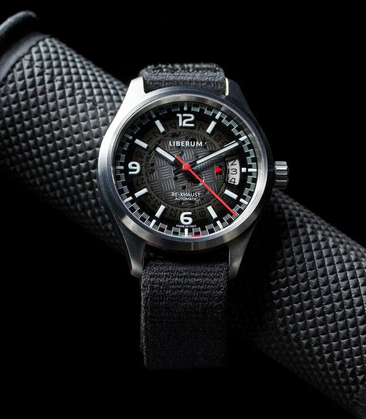 Termignoni Liberum RE-XHAUST Solar Steel automatic watch with recycled stainless steel case and black or yellow dial_2