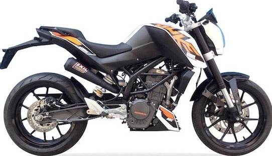 IXIL Dual Black Underseat Slip On Silencers KTM Duke 125 200 2011-16 image 2