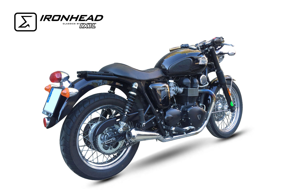 Ironhead OVC11 conical silencers Triumph Bonneville T100 2007-2015 polished stainless steel exhaust pair_1