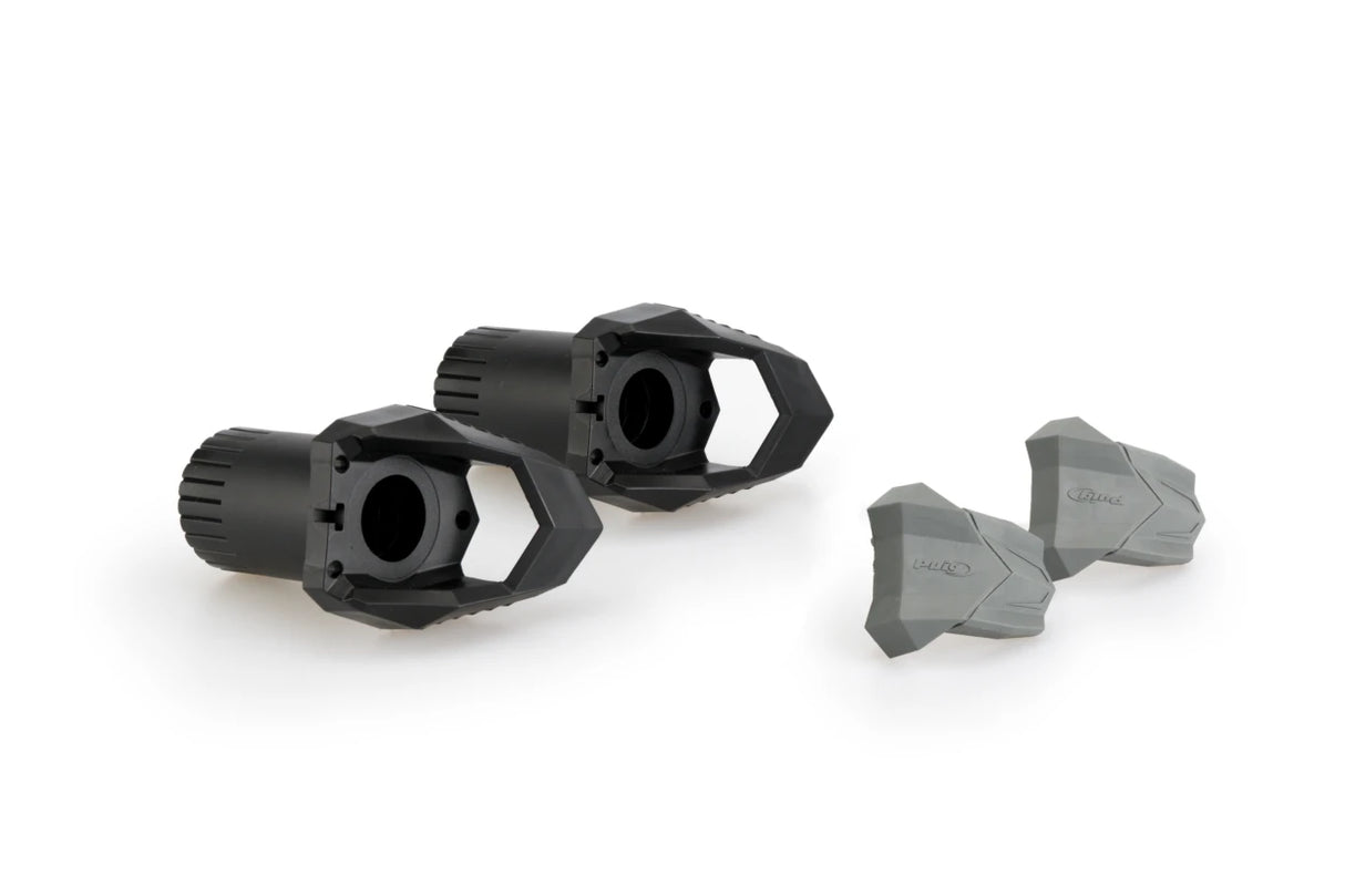 Puig R19 frame sliders fitted to BMW F800R 2015–2019 nylon crash protectors with grey rubber ends_1