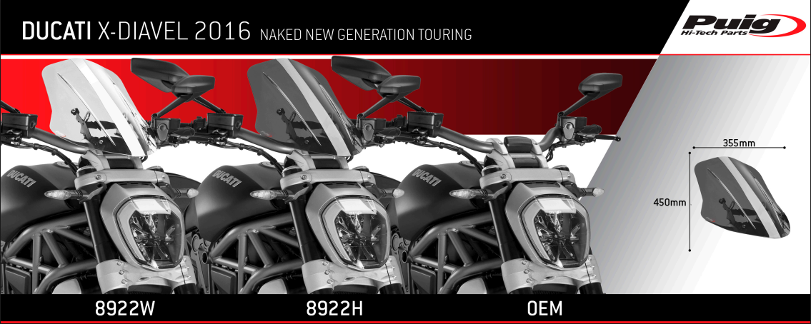 Puig Adjustable Touring Screen Ducati X Diavel 2016-24 image 5