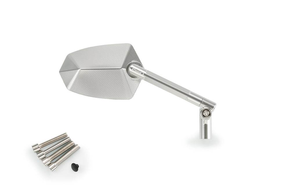 Puig GT.1 Black / Silver Handlebar Mirrors - Motorcycle Performance Store