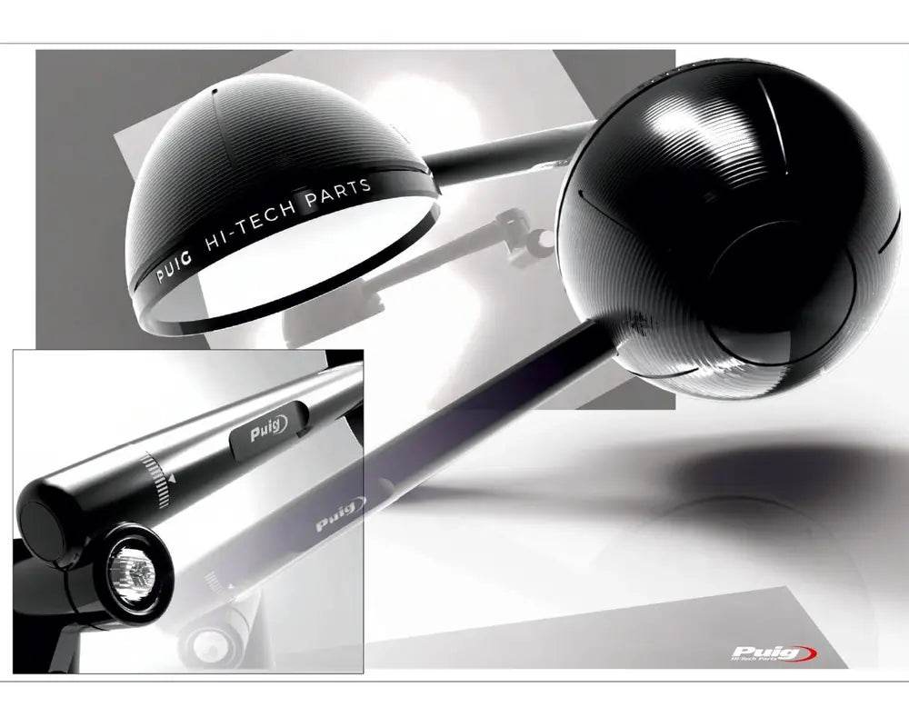 Puig Retro Black / Silver Handlebar Mirrors - Motorcycle Performance Store