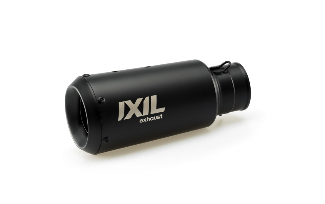Ixil Race Xtrem black stainless steel silencer KTM 390 Adventure with black conical end cap road legal exhaust_2