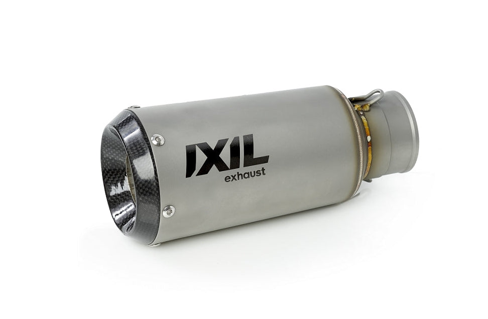 Ixil Race Xtrem stainless steel slip-on silencer with carbon fibre end cap fitted to KTM 790 Adventure 2023–2026_2