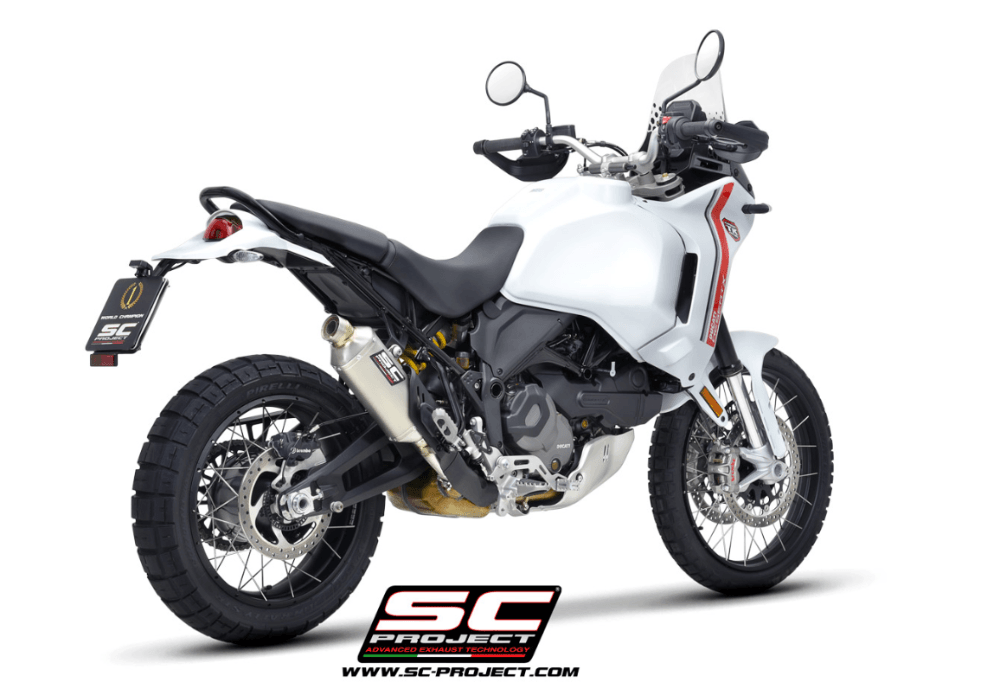 SC Project Rally Raid Titanium Silencer Ducati Desert-X 2022-25 - Motorcycle Performance Store