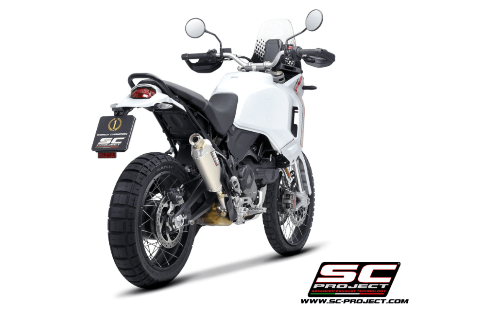 SC Project Rally Raid Titanium Silencer Ducati Desert-X 2022-25 - Motorcycle Performance Store