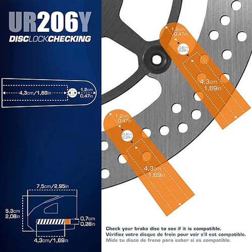 Urban Security UR206Y Motorcycle Disc Lock + Cable