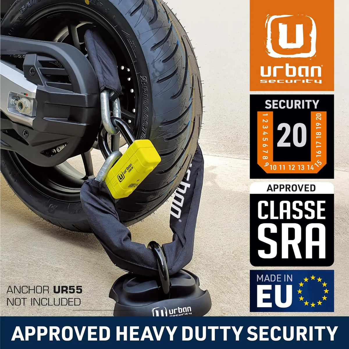 Urban Security 150cm Motorcycle Chain + Lock