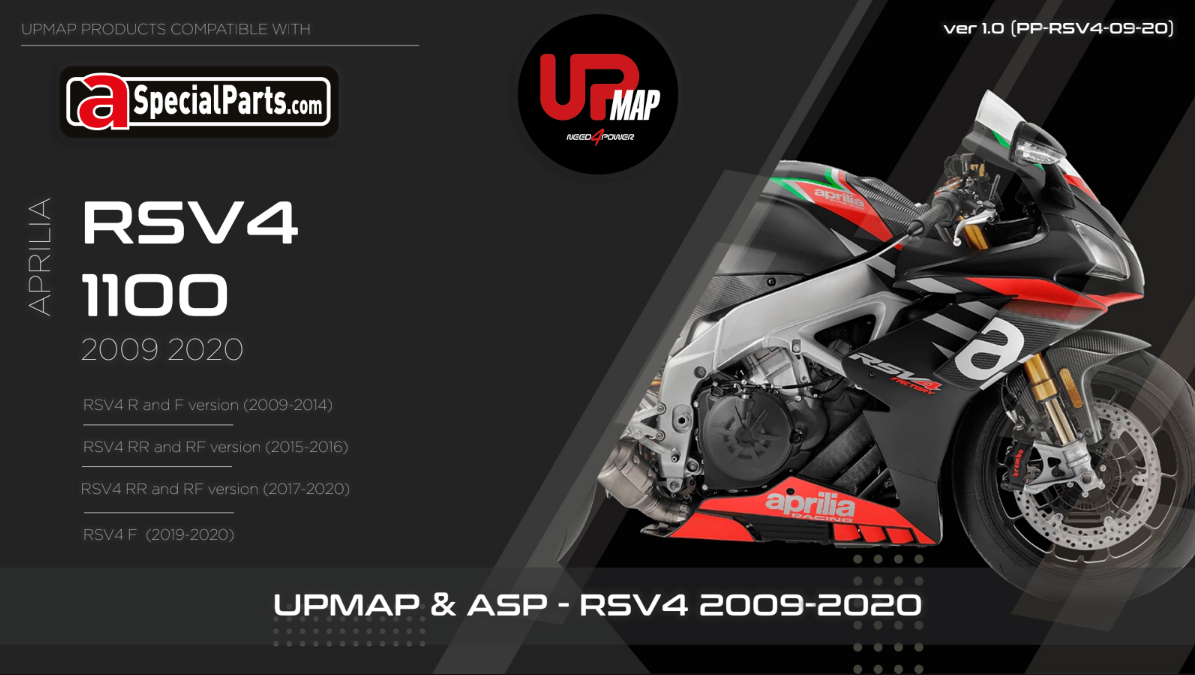 UpMap T800+ for the Aprilia RSV4 (2009-26). Available at Motorcycle Performance Store.