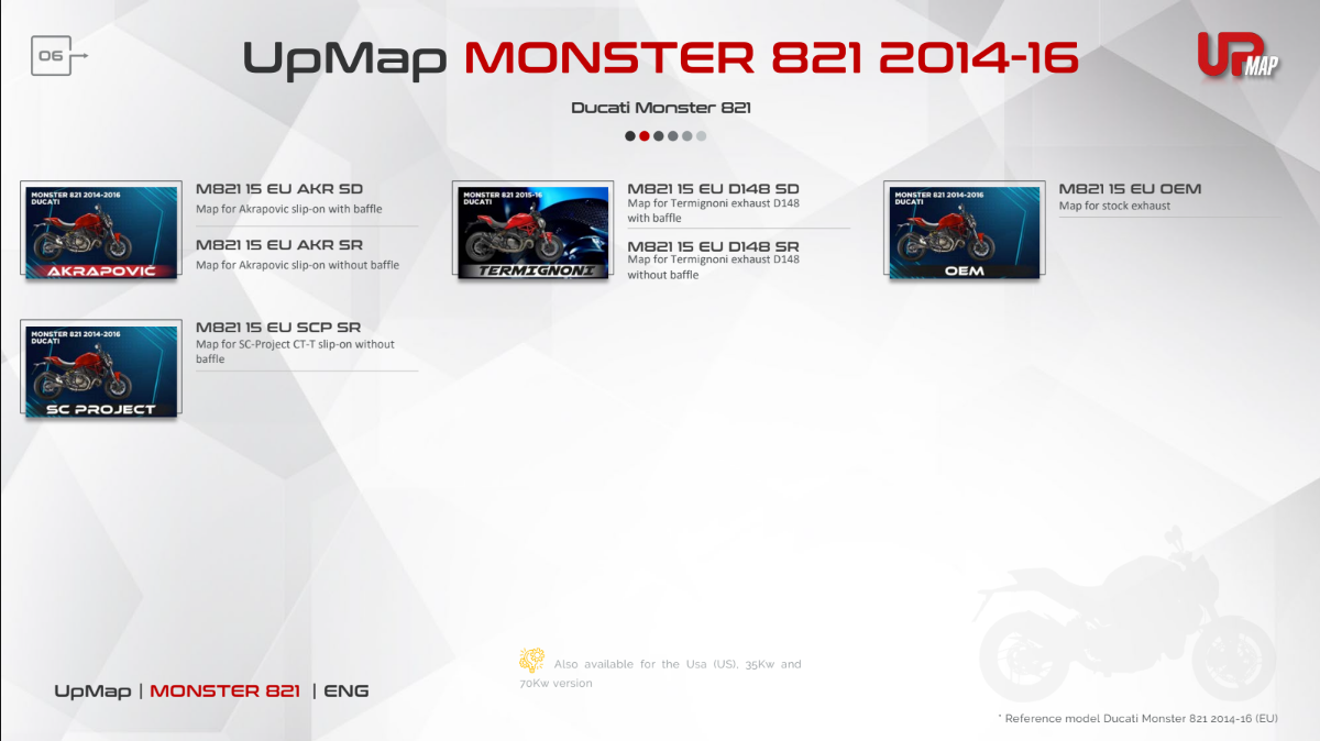 UpMap T800+ Monster 821 (2014-21). Available at Motorcycle Performance Store.