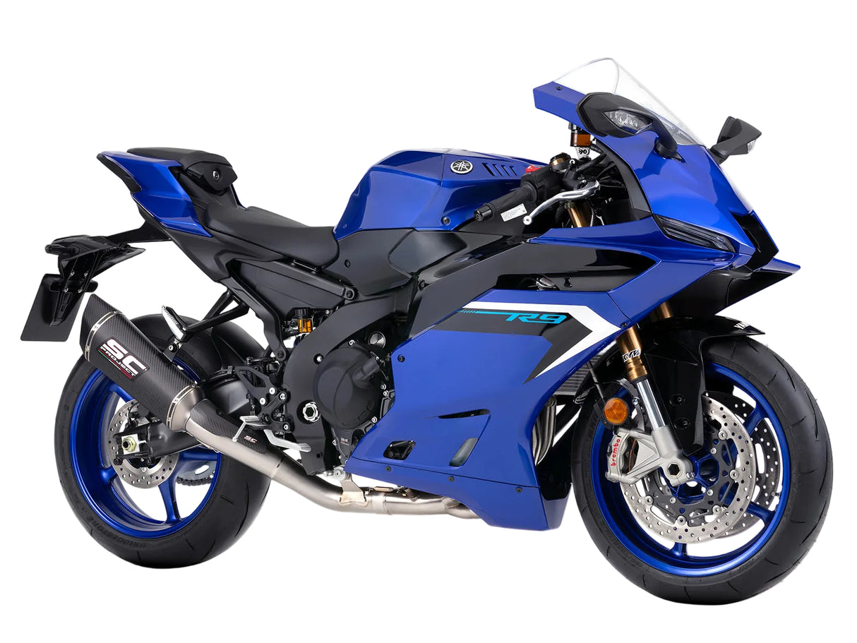 SC Project SC1-R carbon fibre full exhaust system for Yamaha YZF-R9 2025-2026 with stainless headers titanium link pipe and carbon heat shield_4