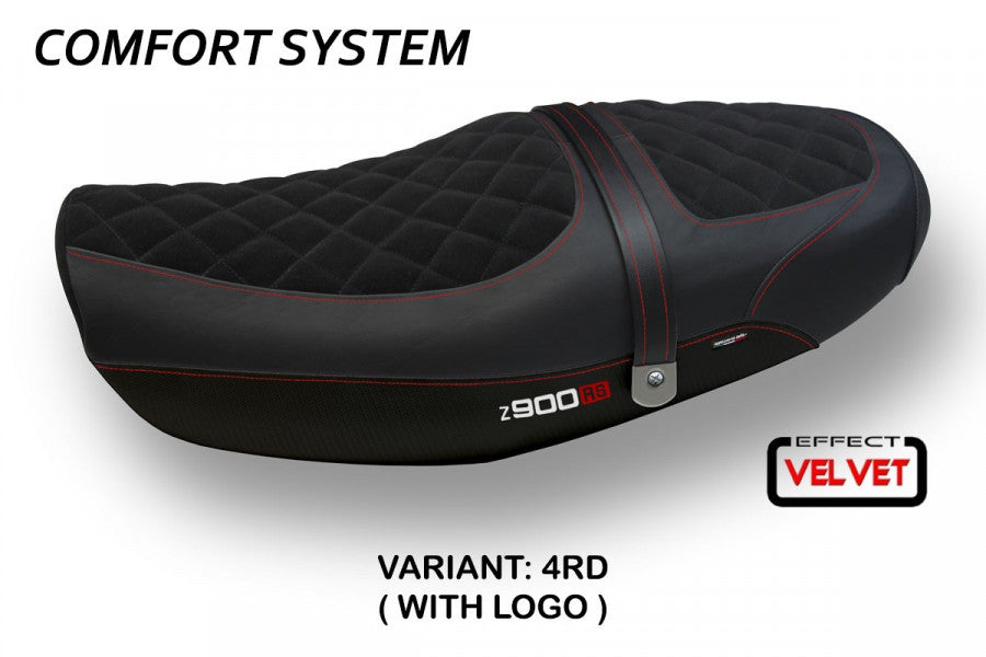 TPZ Italia Natal Total Black velvet Comfort system Seat Cover Kawasaki Z900RS 2018-24 Motorcycle Seat Covers TPZ Italia
