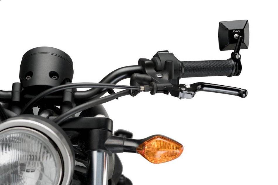 Puig Monaco Black / Silver Bar End Mirrors - Motorcycle Performance Store