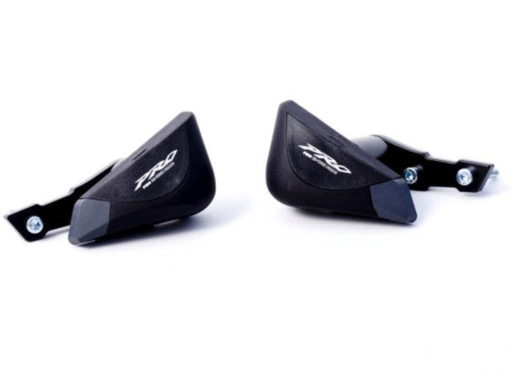 Puig Pro Frame Sliders Honda NC700X and NC700S 2012-13, black motorcycle crash protectors with grey tips, high-resistance bodywork protection, not suitable for DCT models.