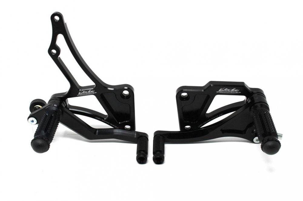 Valter Moto Black Fixed Rearsets Suzuki GSXR600 2004-05 - Motorcycle Performance Store