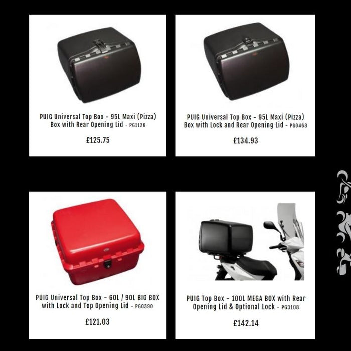 Motorcycle, Moped & Scooter Top Boxes from Puig Hi-Tech Parts