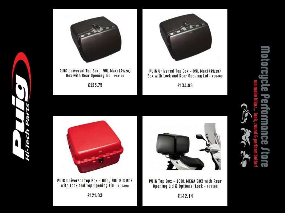Motorcycle, Moped & Scooter Top Boxes from Puig Hi-Tech Parts - Motorcycle Performance Store